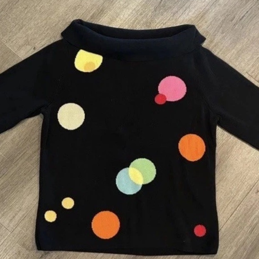 Vintage Designer Originals Spring Polka‎ Dot Sweater PXS PS Petite S Black
